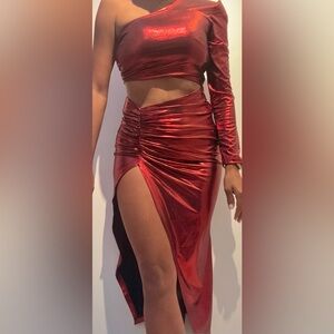 Shimmering Red Two-Piece Outfit